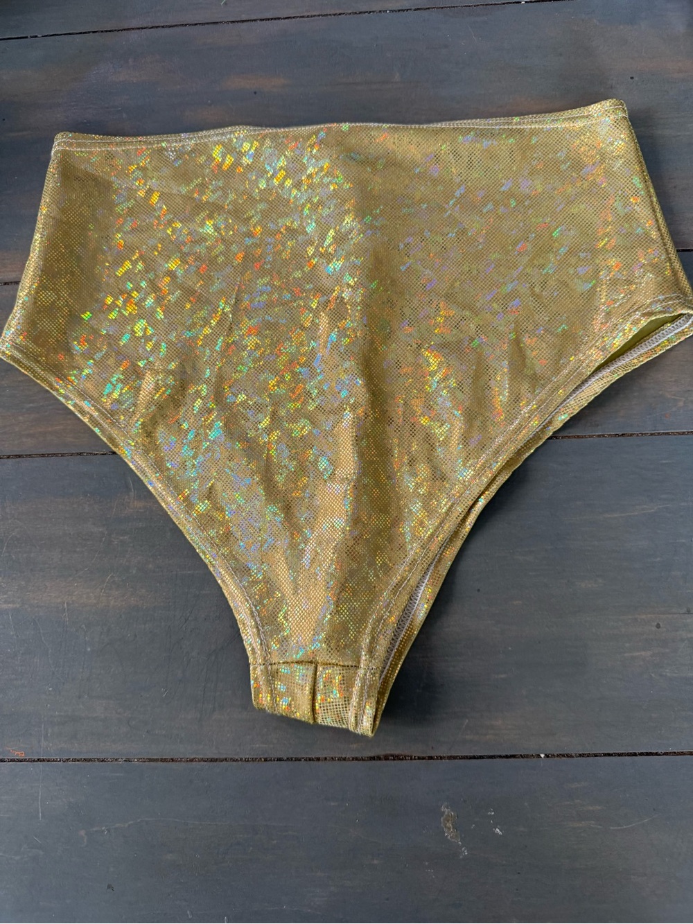 Gold Holographic High-Waist Women's Shorts